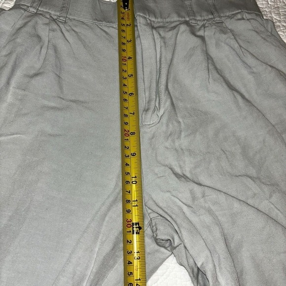 Zara High Waist Pleated Wide Leg Cotton Linen Gray Trouser Pants Preppy Corpcore - Picture 8 of 13